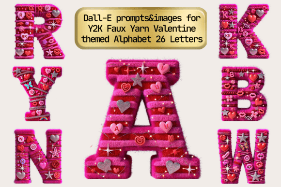 Download Dall-E Y2K Faux Yarn Valentine Alphabets - Faux yarn valentine Collection