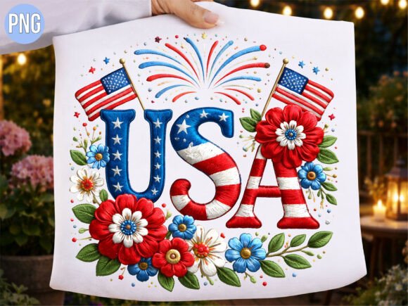 Download USA Floral Embroidery American Shirt PNG - Floral Collection