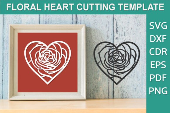 Download Floral Heart Design SVG, Papercut Rose - Floral Collection