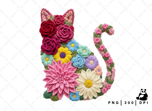 Download Floral Valentine Cat Latch Hook PNG - Floral Collection
