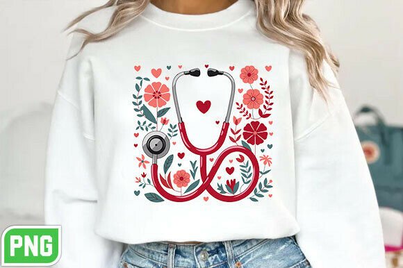 Download Floral Nurse Stethoscope Valentine PNG - Floral Collection