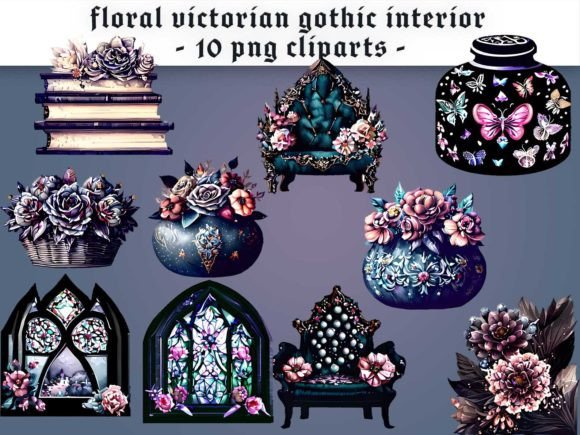 Download Floral Victorian Gothic Interior Clipart - Floral Collection
