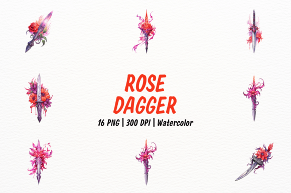 Download Floral Medieval Dagger with Neon Rose - Floral Collection