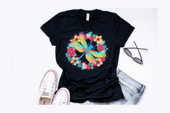 Download Sunflower Dragonfly Floral T-ShirtDesign - Floral Collection
