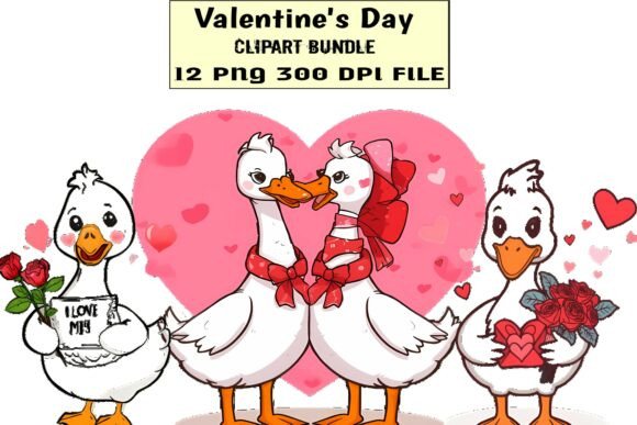 Download Valentine Goose Couple Clipart PNG | - Goose couple clipart Collection