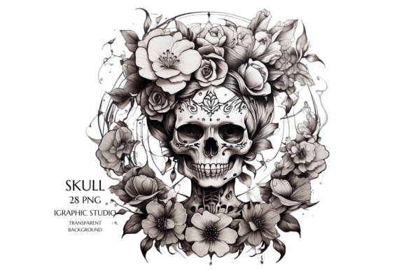 Download Watercolor Floral Skull Clipart, Gothic - Floral Collection
