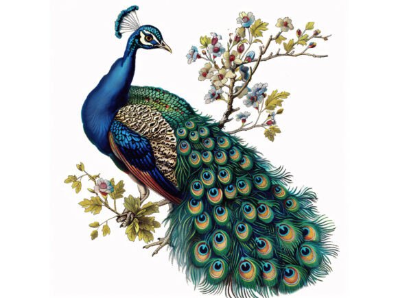 Download 8 JPG Peacock Floral Watercolor Set - Floral Collection