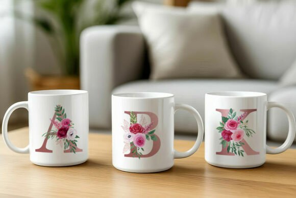 Download Sublimation Monogram Floral Mugs - Floral Collection