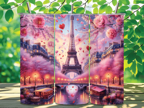 Download Pink Paris Love Floral Tumbler Wrap - Floral Collection