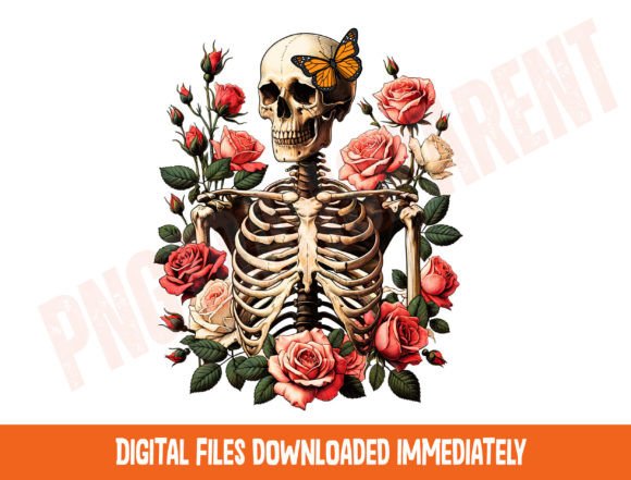 Download Skeleton and Roses Png, Gothic Floral - Floral Collection