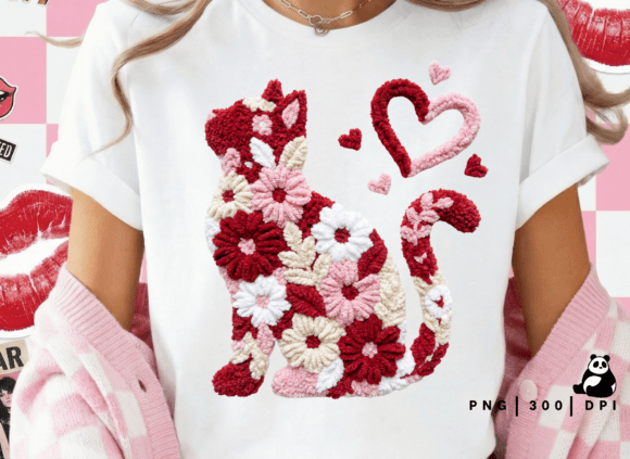 Download Floral Valentine Cat Latch Hook PNG - Floral Collection
