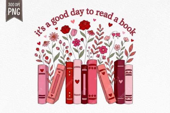 Download Book Lover Valentine Floral PNG - Floral Collection