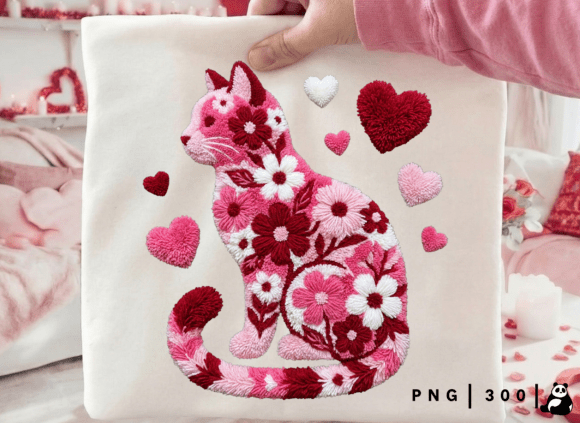 Download Floral Valentine Cat Latch Hook PNG - Floral Collection
