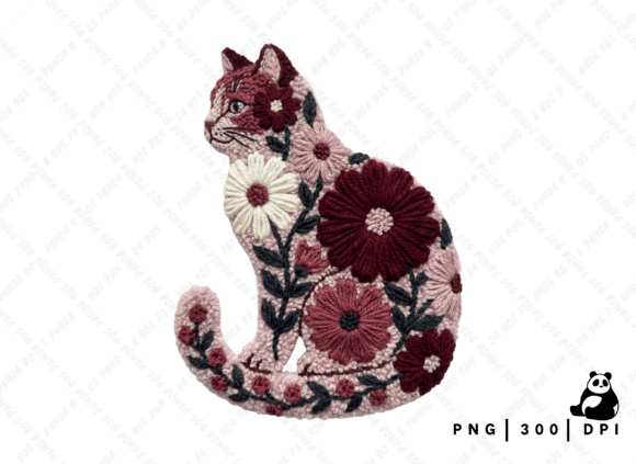 Download Floral Valentine Cat Latch Hook PNG - Floral Collection