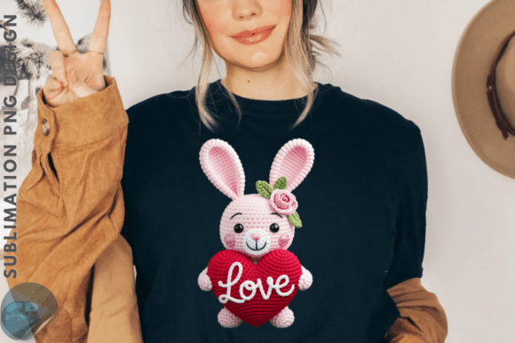 Download Crochet Faux Yarn Valentine Bunny PNG - Faux yarn valentine Collection