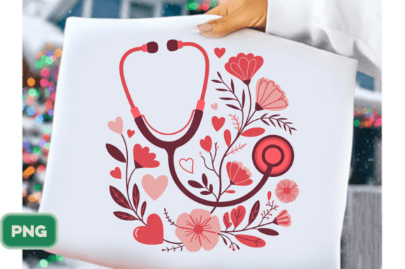 Download Floral Nurse Stethoscope Valentine PNG - Floral Collection